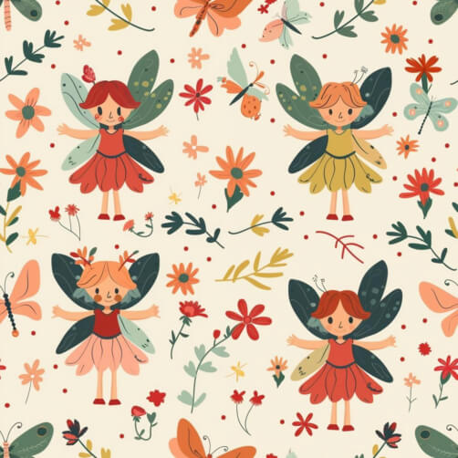 Download Seamless Fairy Pattern with Butterflies and Flowers Patterns ...