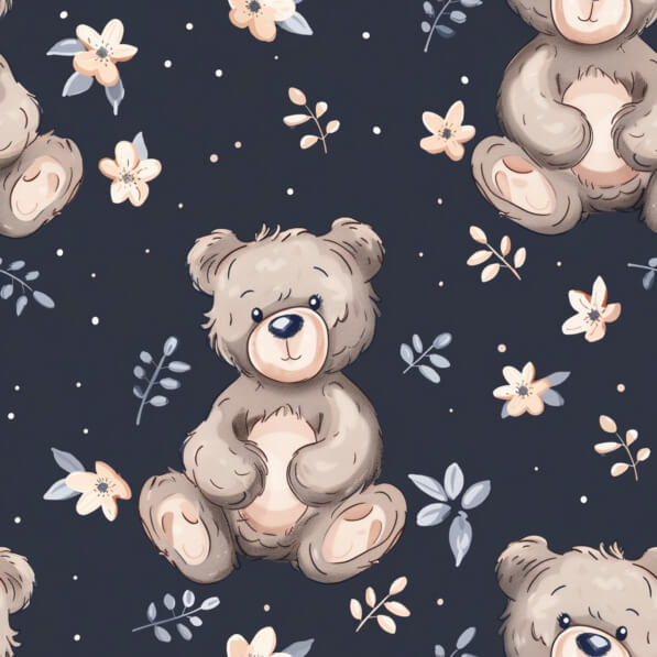 Download Abstract Wallpaper with Teddy Bears and Floral Design Patterns ...