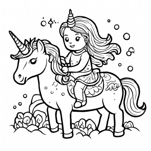 Download Girl Riding Unicorn Coloring Page Coloring pages Online ...