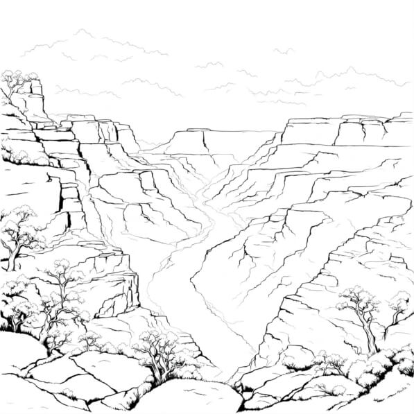 Download Black and White Grand Canyon Coloring Page Coloring pages