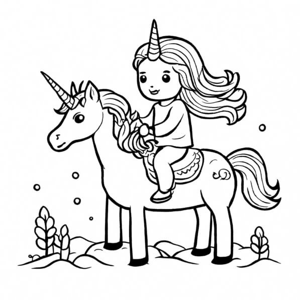 Download Girl Riding Unicorn Coloring Page Coloring pages Online ...