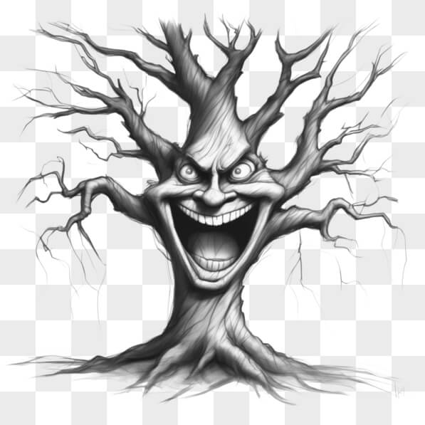 Download Abstract Tree Drawing with Angry Face Sketches Online ...