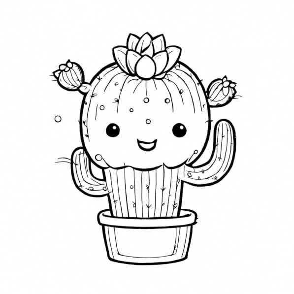 Download Cute Cactus in a Pot Coloring Page Coloring pages Online ...