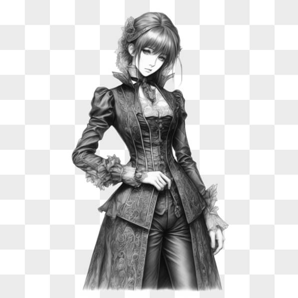Download Black and White Gothic Drawing of Woman Sketches Online ...