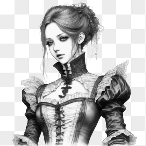 Download Black and White Drawing of an Old Gothic Woman Sketches Online ...