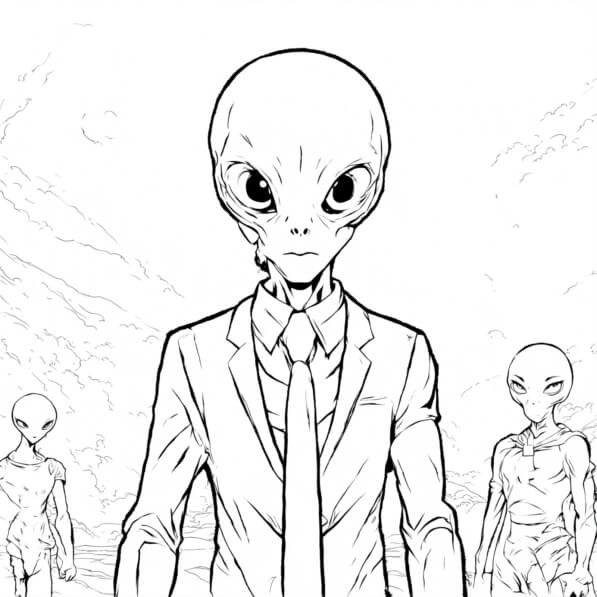 Download Alien Man and Aliens Drawing Coloring pages Online - Creative ...