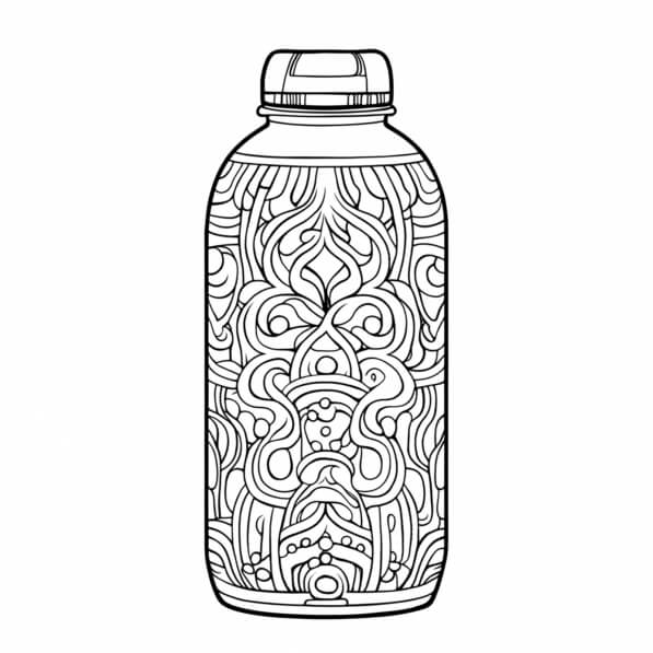Download Intricate Patterned Water Bottle Coloring page…