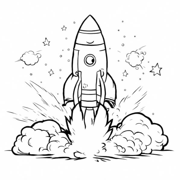 Download Rocket Ship Coloring Page with Stars Coloring pages Online ...