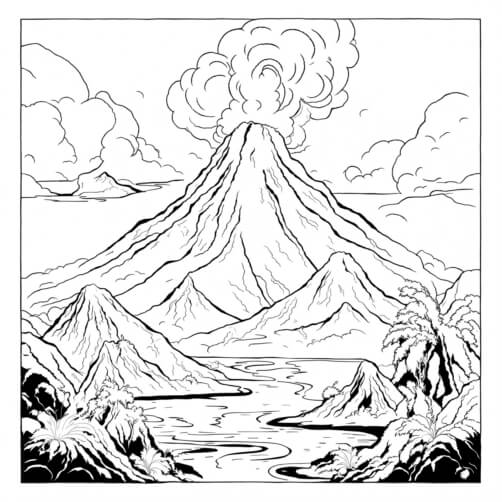 Free Volcano Coloring pages - Download Printable Volcano Coloring ...