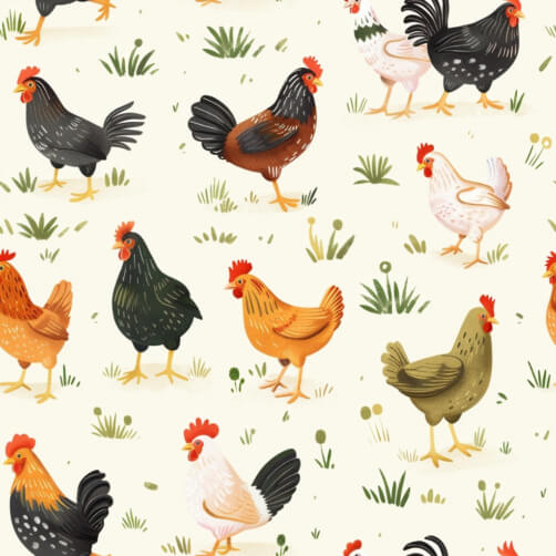 Chicken Streamless Pattern Download Colorful Chickens Seamless Pattern Patterns Online - Creative ...