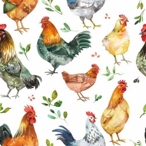 Download Colorful Chicken and Floral Pattern Patterns Online - Creative ...