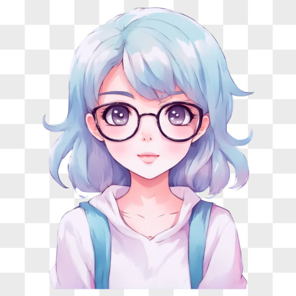 Download Kawaii Anime Girl with Blue Hair and Glasses Kawaii Online ...