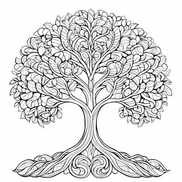 Download Tree of Life Coloring Page with Ornamental Designs Coloring ...
