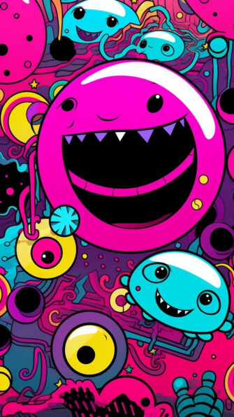 Download Colorful Cartoon Background with Monsters and Instruments ...
