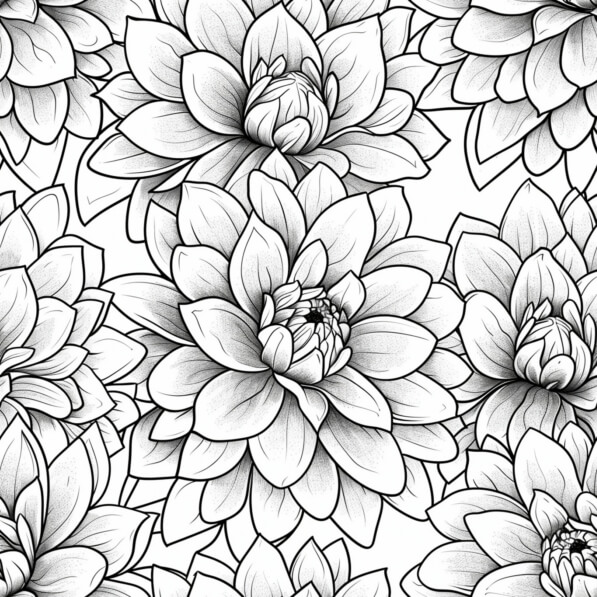 Download Seamless Pattern of Black and White Dahlia Flowers Patterns ...
