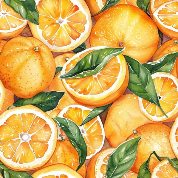 Download Seamless Orange Pattern with Green Leaves Patterns Online ...