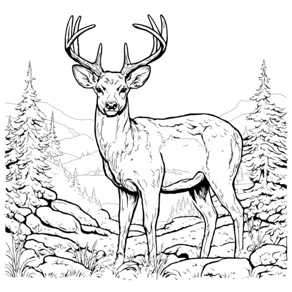 Download Deer in Forest Coloring Page Coloring pages Online - Creative ...