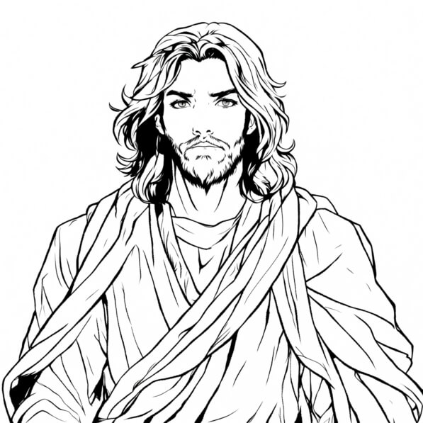 Download Black and White Coloring Page of Jesus Coloring pages Online - Creative Fabrica
