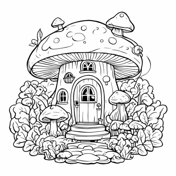 Download Mushroom House Coloring Page Coloring pages Online - Creative ...
