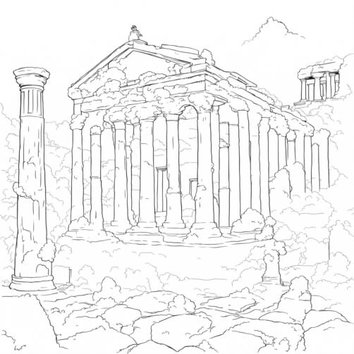 Download Ancient Greek Temple Drawing Coloring pages Online - Creative ...