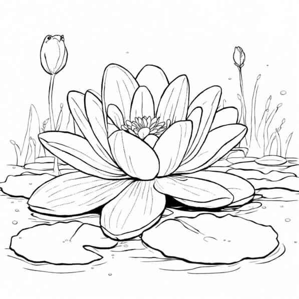Download Coloring Page with Water Lily and Tulips Coloring pages Online ...