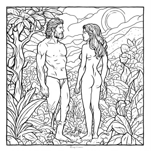 Jungle Scene with Man and Woman Coloring Pages Patterns Jungle Scene with Man and Woman Coloring Pages Patterns thumbnail