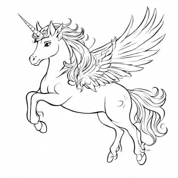 Download Unicorn with Wings Flying in the Air Coloring pages Online ...