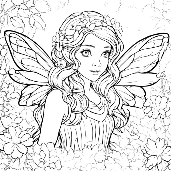 Download Enchanting Fairy Coloring Page Coloring pages Online
