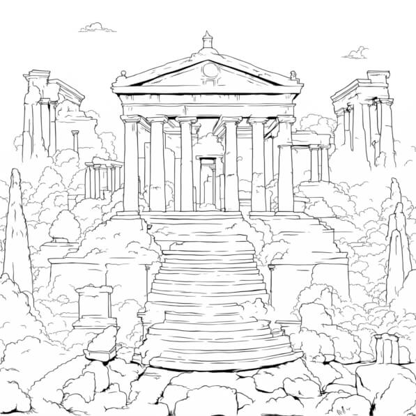 Download Ancient Greek Temple Drawing Coloring pages Online - Creative ...