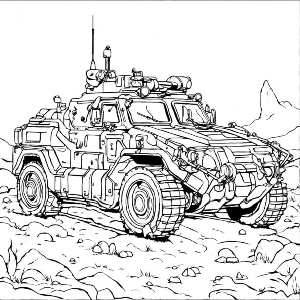 Download Coloring Page of Armored Vehicle in the Desert Coloring pages ...
