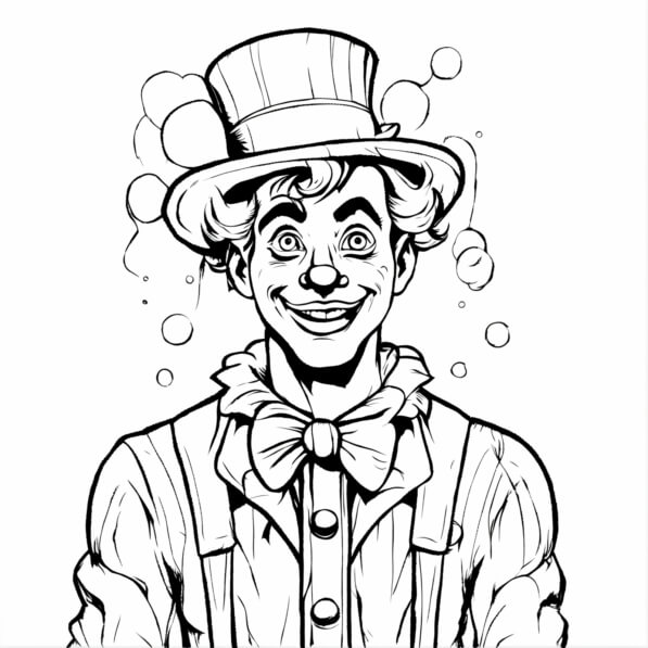 Download Black and White Drawing of a Playful Clown Coloring pages ...