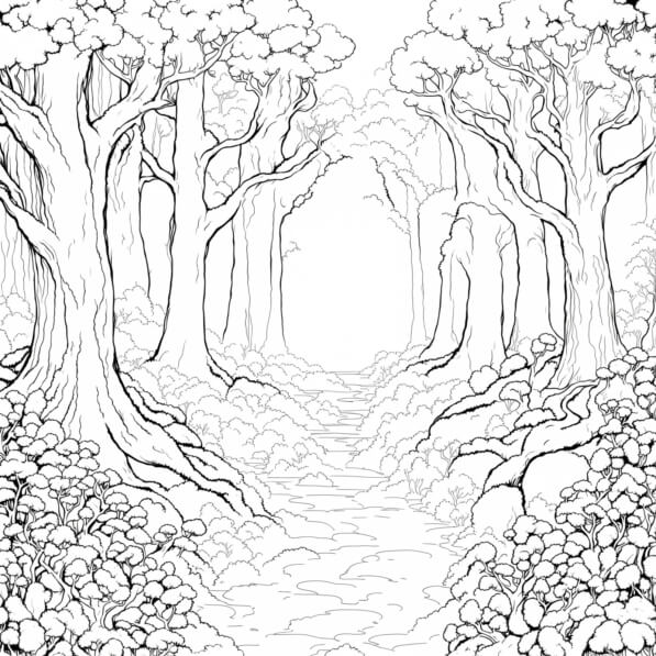 Download Forest Coloring Page Coloring pages Online Creative Fabrica