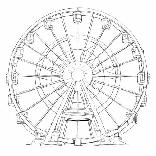 Download Black and White Drawing of Amusement Park Ferris Wheel ...