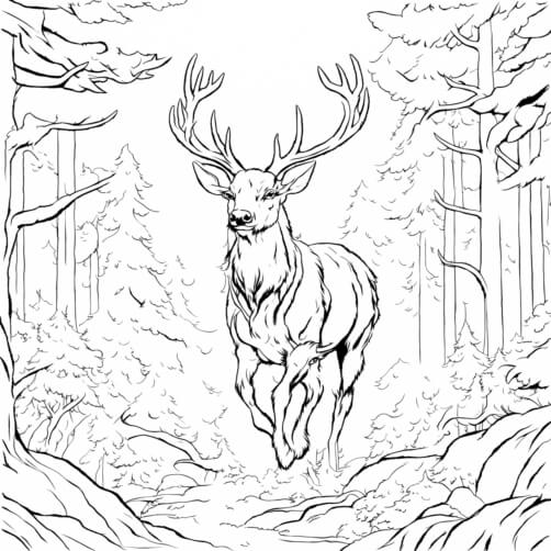 Download Deer in Forest Coloring Page Coloring pages Online - Creative ...