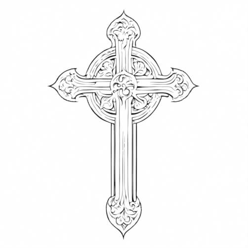 Download Black and White Cross Drawing with Swirls Coloring pages ...