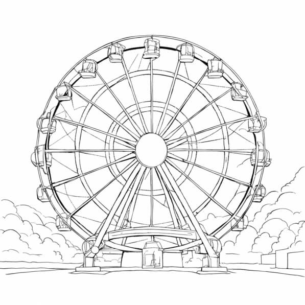 Download Artistic Black and White Drawing of Amusement Park Ferris ...