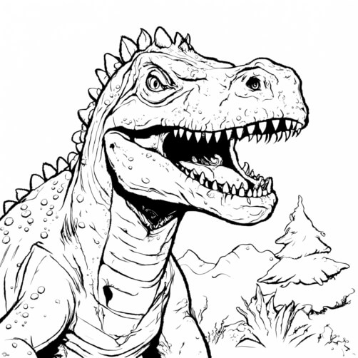 Download Dinosaur Coloring Page with Open Mouth and Bandana Coloring ...