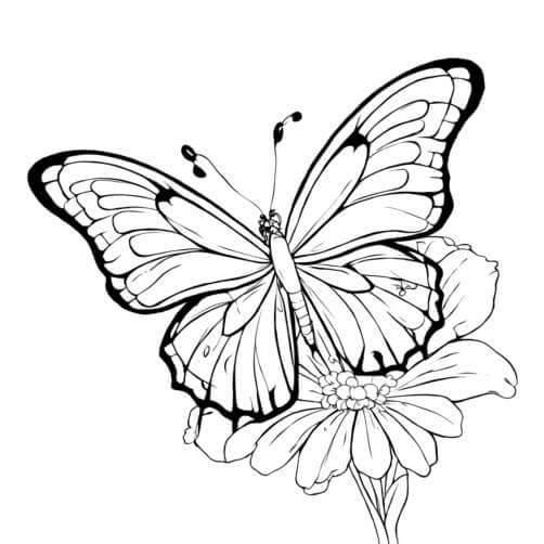 Download Butterfly Coloring Page with Flowers and Butterflies Coloring ...