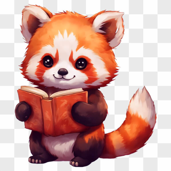 Download Kawaii Red Panda Reading a Book Kawaii Online - Creative Fabrica