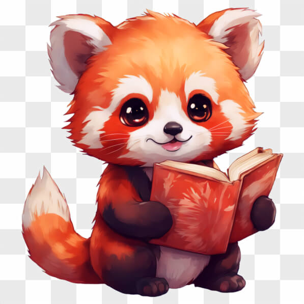 Download Kawaii Red Panda Reading a Book Kawaii Online - Creative Fabrica