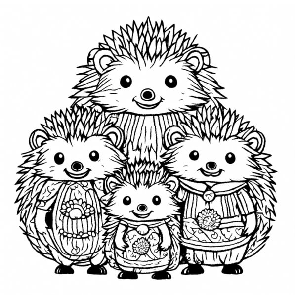 Download Family of Hedgehogs Coloring Page with 'Family' Word Coloring pages Online - Creative ...