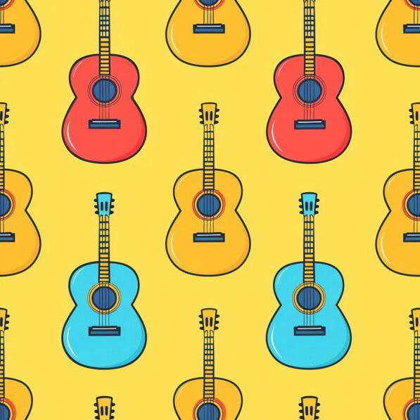 Download Colorful Guitars Pattern on Yellow Background Patterns Online ...
