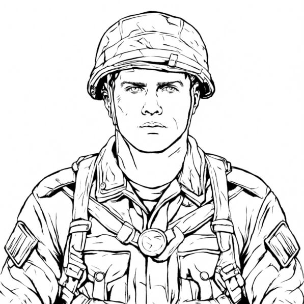 Download Black and White Drawing of an Army Soldier Coloring pages ...