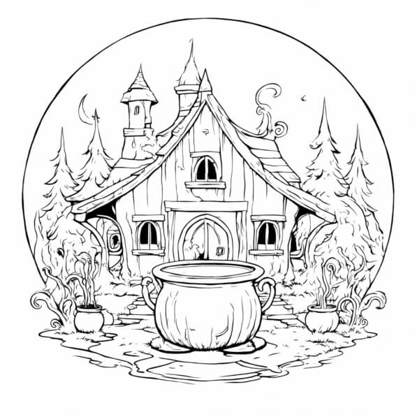 download-black-and-white-witch-s-house-drawing-coloring-pages-online