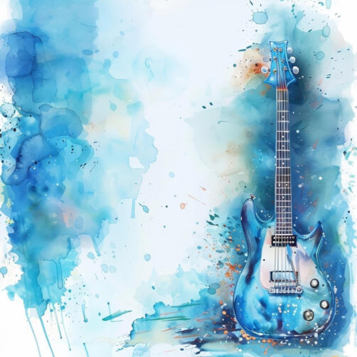 Abstract Painting of Blue Electric Guitar with Watercolor Splashes Cartoons Abstract Painting of Blue Electric Guitar with Watercolor Splashes Cartoons thumbnail