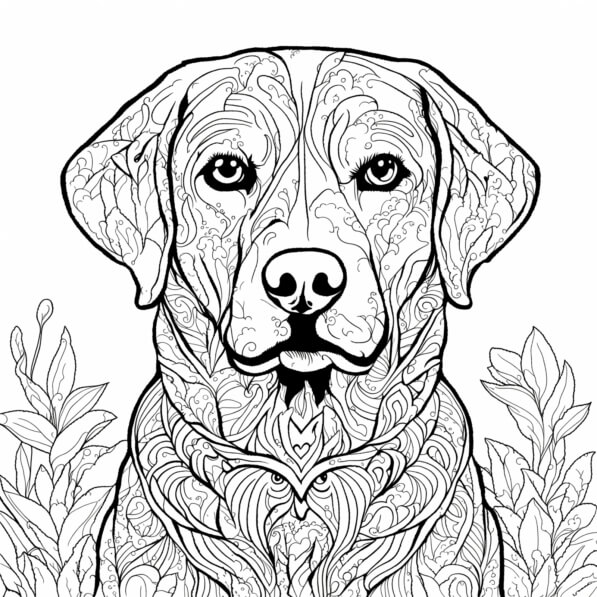 Download Intricate Dog Coloring Page with Flowers Coloring pages Online ...