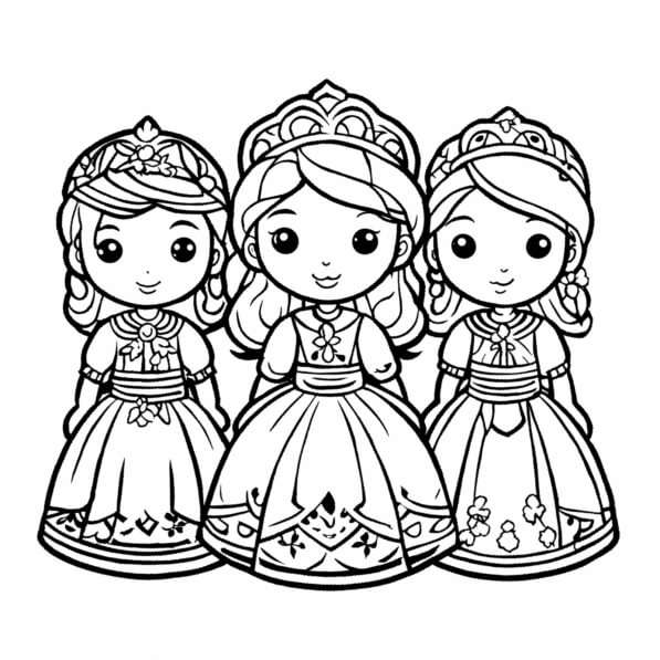 Download Three Princesses on a Coloring Page Coloring pages Online ...