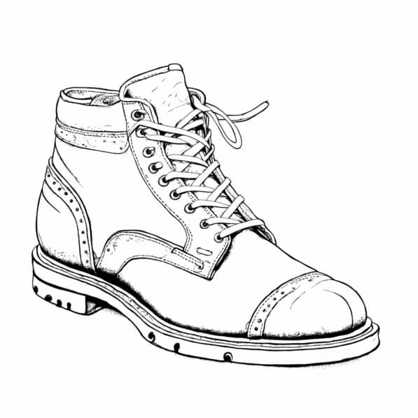 Descarga Dibujo de Bota de Cuero en Blanco y Negro Páginas para ...