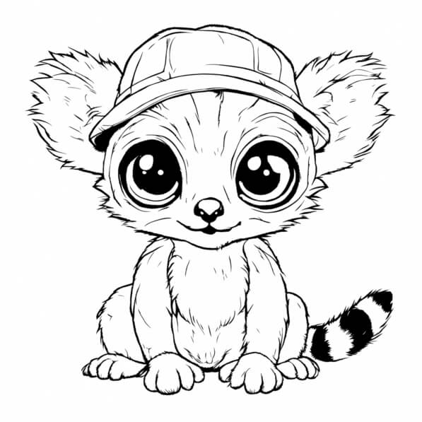 Download A Cute Baby Lemur in a Coloring Page with Various Animals ...