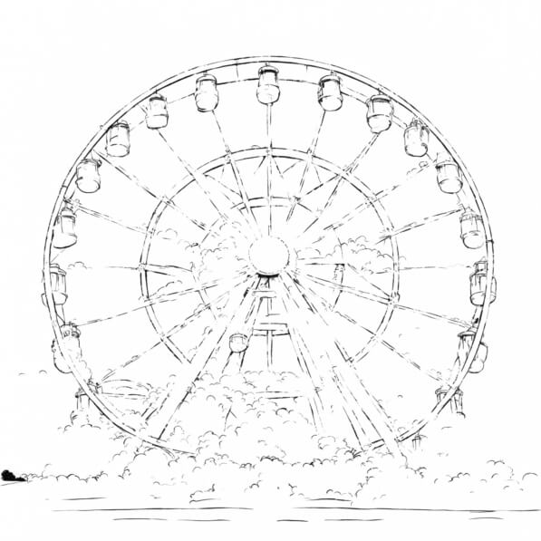 Download Amusement Park Ferris Wheel Drawing in Water Coloring pages ...